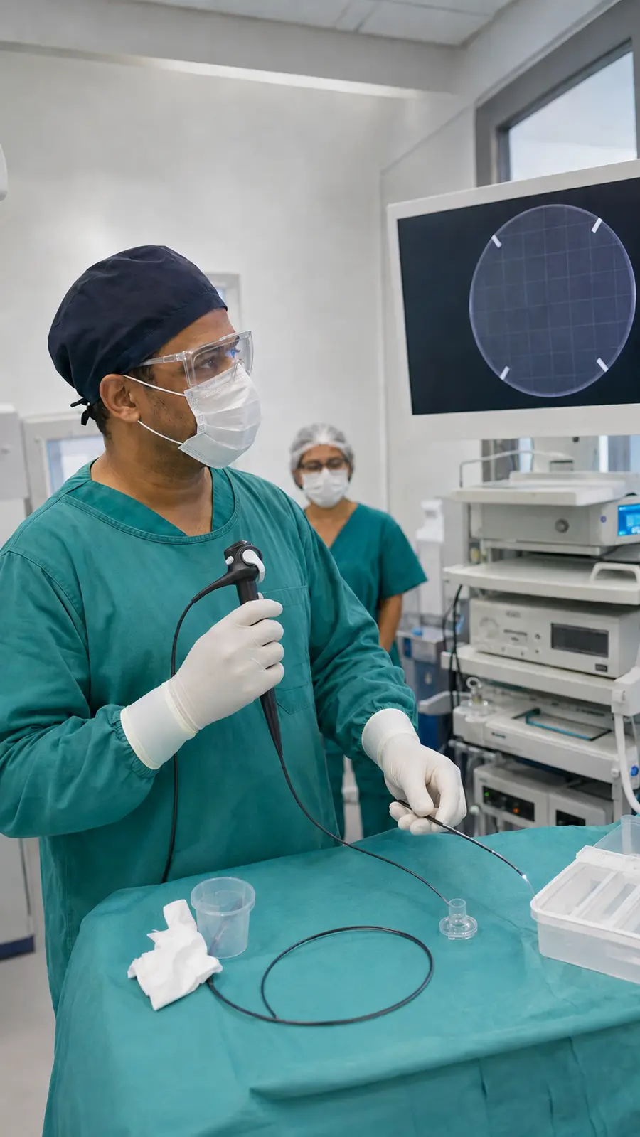 Clinical team using an endoscopy system in Brazil